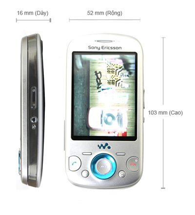 Kích thước Sony Ericsson Zylo