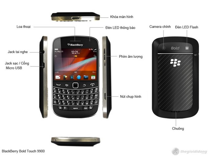 Phím chức năng Blackberry Bold Touch 9900