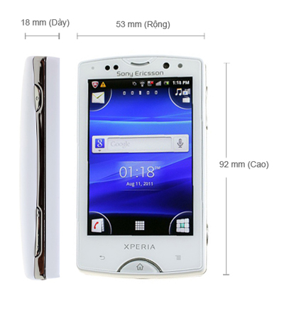 Kích thước của Sony Ericsson Xperia mini pro SK17i Kích thước của Sony Ericsson Xperia mini pro SK17i
