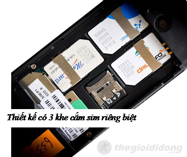 Thiết kế có 3 khe cắm sim riêng biệt