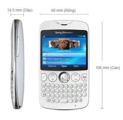 Kích thước của SonyEricsson CK13i Kích thước của SonyEricsson CK13i