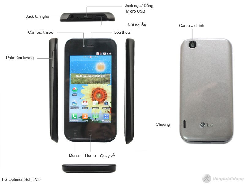 Các tính năng của LG Optimus Sol E730 Các tính năng của LG Optimus Sol E730