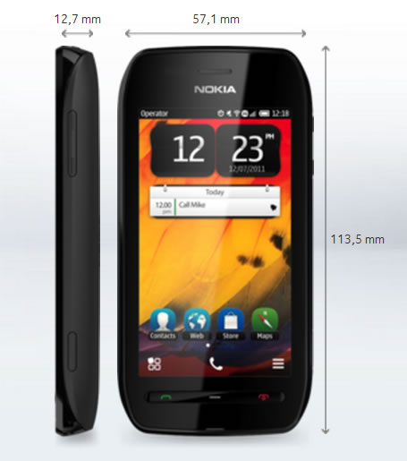 Nokia 603 có thiết kế nhỏ gọn