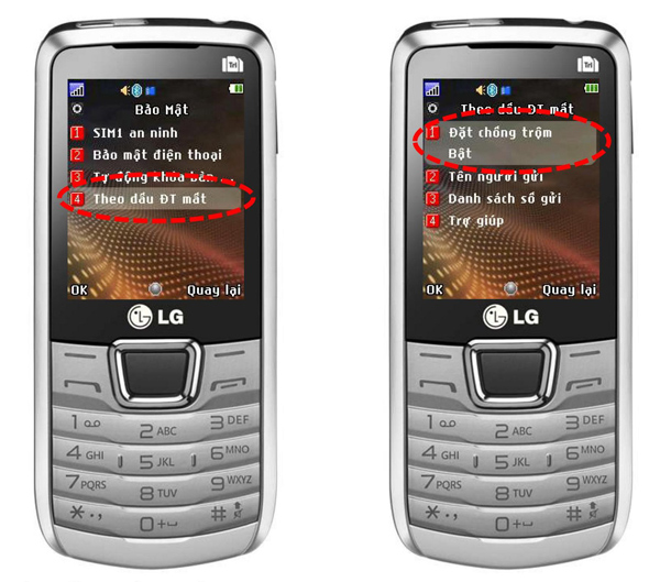 Chức năng theo dấu điện thoại mất trên LG A290