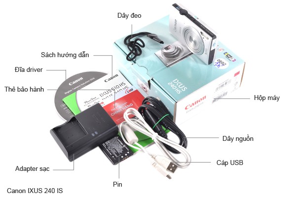 Bộ bán hàng chuẩn của Canon IXUS 240 HS Bộ bán hàng chuẩn của Canon IXUS 240 HS