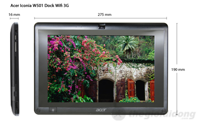 Kích thước Acer Iconia W501 Dock 3G 32Gb Kích thước Acer Iconia W501 Dock 3G 32Gb