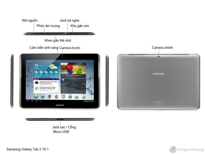 Mô tả chức năng Samsung Galaxy Tab 2 10.1