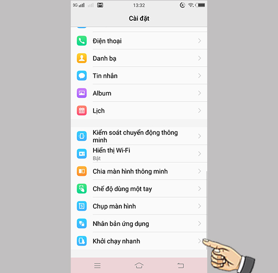 Bước 1: Vào Cài đặt chọn Khởi chạy nhanh
