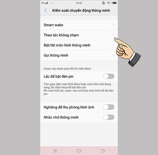 Bật/tắt màn hình thông minh