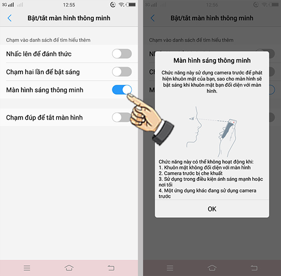 Mở sáng màn hình thông minh