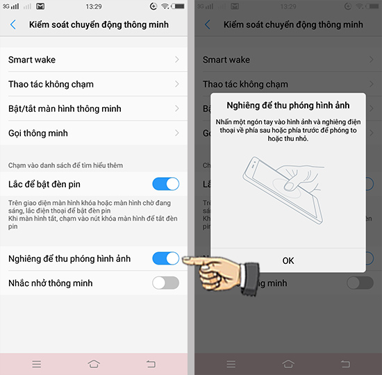 Bước 2: Bật nghiêm để thu phóng hình ảnh.