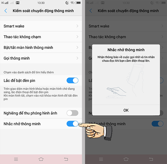 Bước 2: Bật nhắc nhở thông minh.