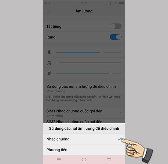 Bước 3: Chọn nhạc chuông hoặc phương tiện.