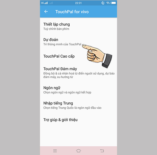 Tắt chế độ dự đoán.