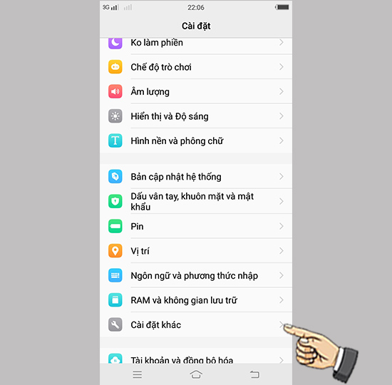 Chọn Cài đặt khác