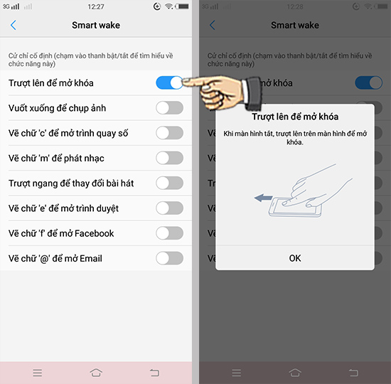 Bước 3: Bật vuốt lên mở khóa.
