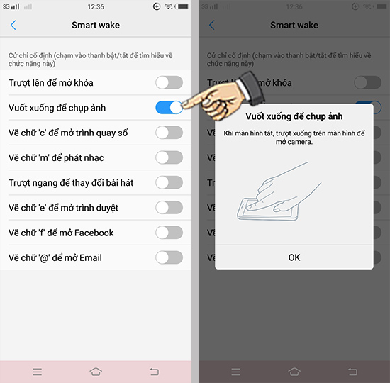 Bật cử chỉ mở ứng dụng.