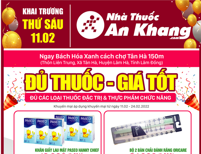 Nhà thuốc An Khang Thôn Liên Trung khai trương ngày 11/02/2022