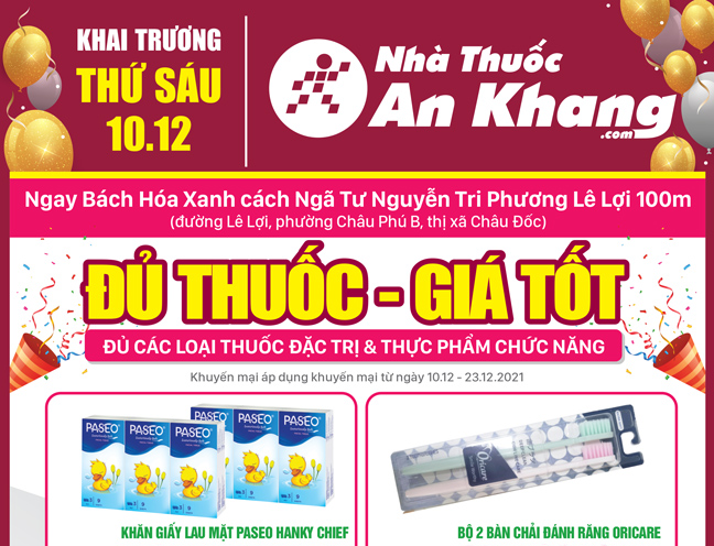 Nhà thuốc An Khang đường Lê Lợi khai trương ngày 10/12/2021