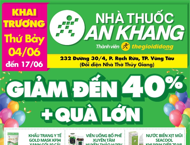 Nhà thuốc An Khang Đường 30/4, Rạch Rừa, Bà Rịa - Vũng Tàu khai trương ngày 04/06/2022