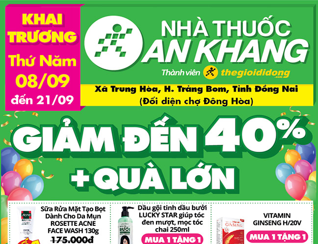 Nhà thuốc An Khang Trung Hòa, Trảng Bom, Đồng Nai khai trương 08/09/2022