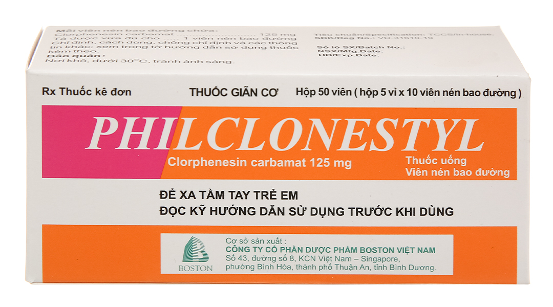 Philclonestyl 125mg trị đau do co cứng cơ