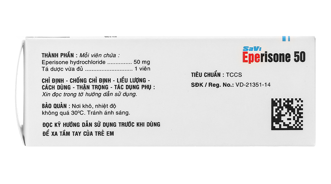 SaVi Eperisone 50 cải thiện chứng tăng trương lực cơ, liệt co cứng