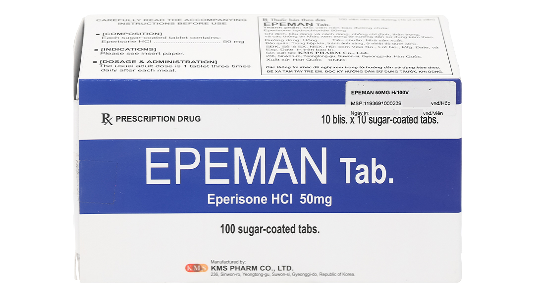Epeman Tab. 50mg giúp cải thiện chứng tăng trương lực cơ, liệt cơ