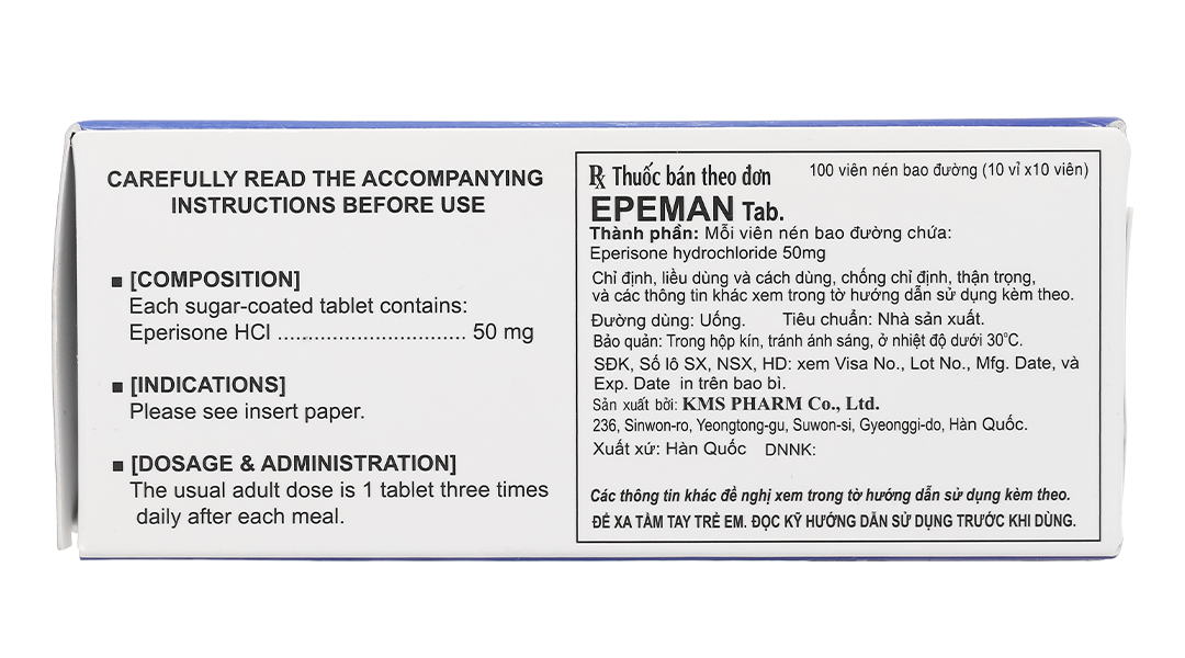Epeman Tab. 50mg giúp cải thiện chứng tăng trương lực cơ, liệt cơ