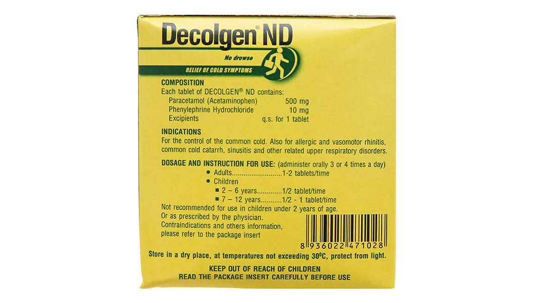 Decolgen ND trị triệu chứng cảm thông thường, viêm mũi dị ứng