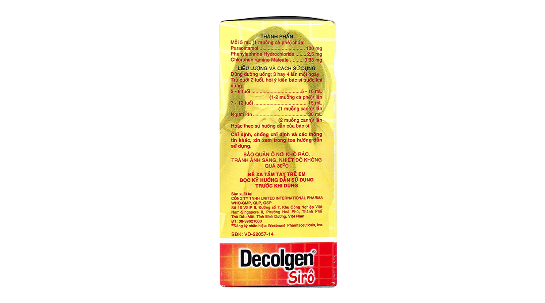 Siro Decolgen trị triệu chứng cảm cúm, viêm mũi dị ứng