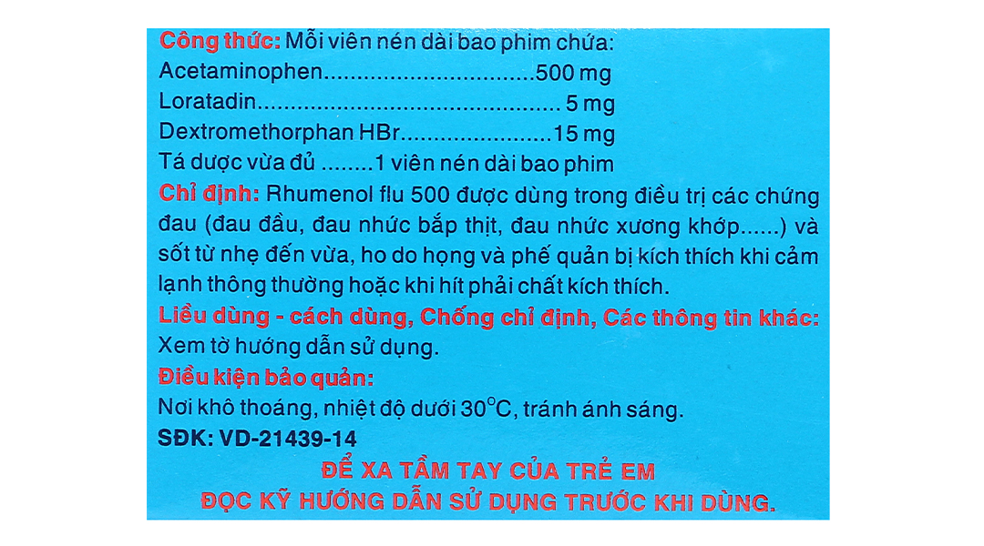 Rhumenol Flu 500 trị cảm lạnh