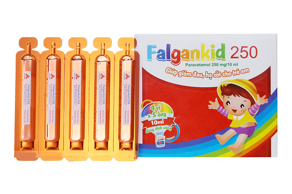 Dung dịch uống Falgankid 250mg giảm đau, hạ sốt