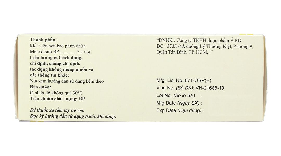 Meloxicam Brawn 7.5mg giảm đau, kháng viêm xương khớp