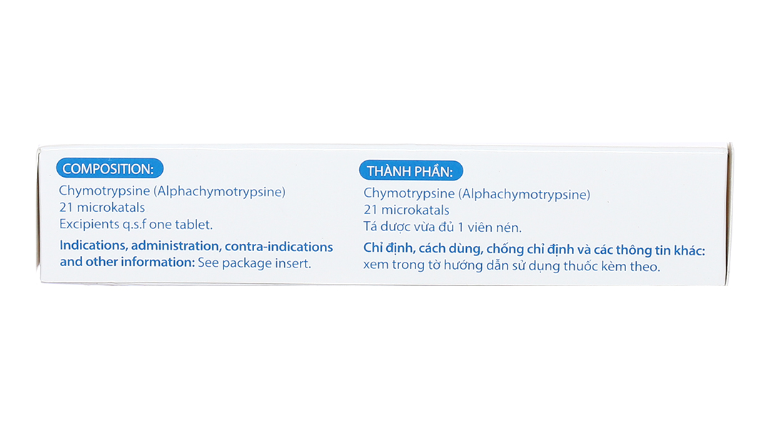 Alpha Chymotrypsine Choay 21µkatals trị phù nề sau chấn thương