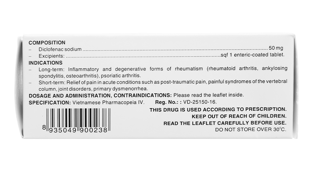 Diclofen 50mg giảm đau, kháng viêm xương khớp