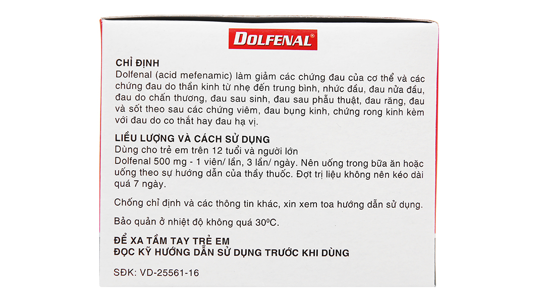 Dolfenal 500mg trị cơn đau nhẹ đến trung bình