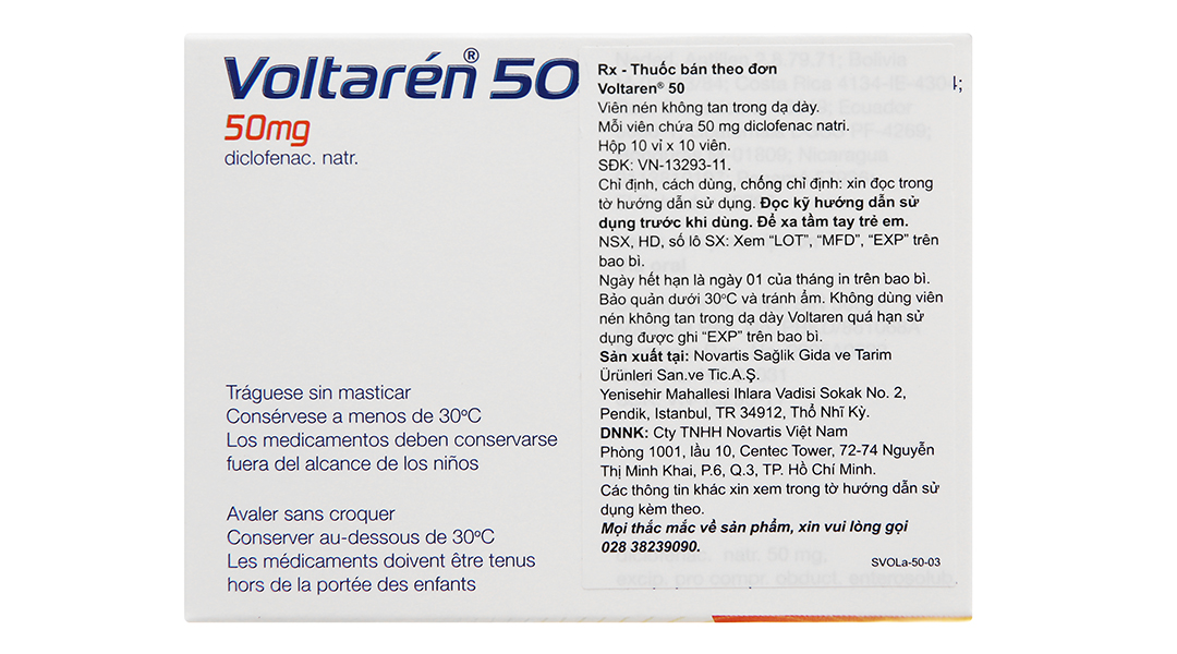 Voltaren 50mg giảm đau, kháng viêm xương khớp