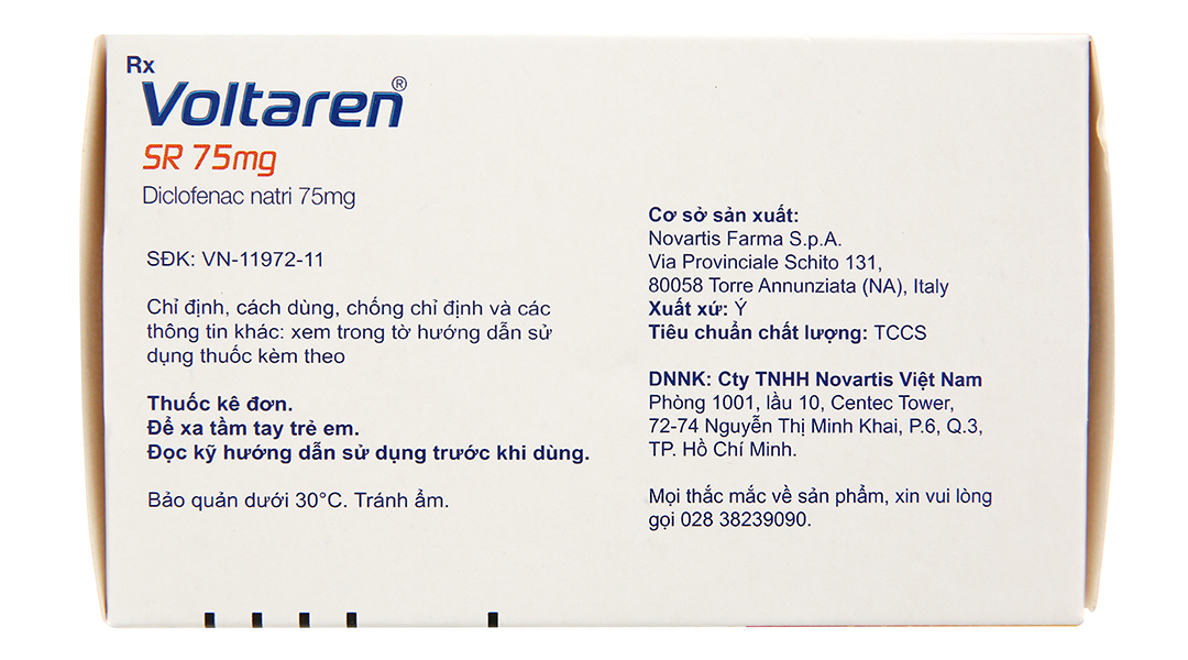 Voltaren SR 75mg giảm đau, kháng viêm xương khớp