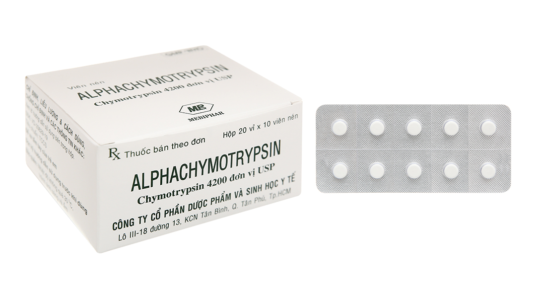 Alphachymotrypsin Mebiphar 4200 IU trị phù nề sau chấn thương