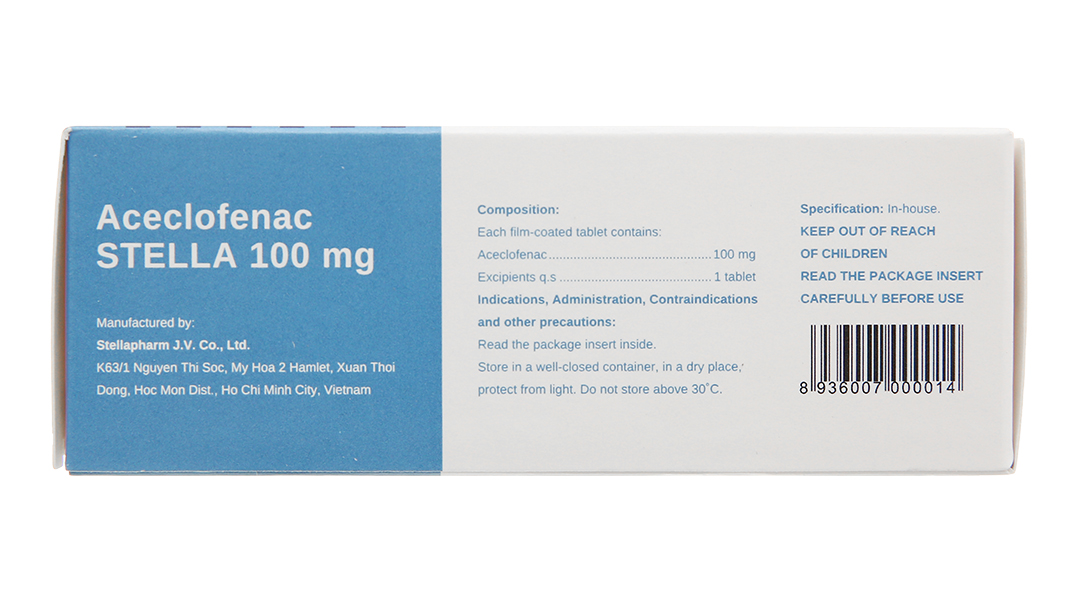 Aceclofenac Stella 100mg giảm đau, kháng viêm xương khớp