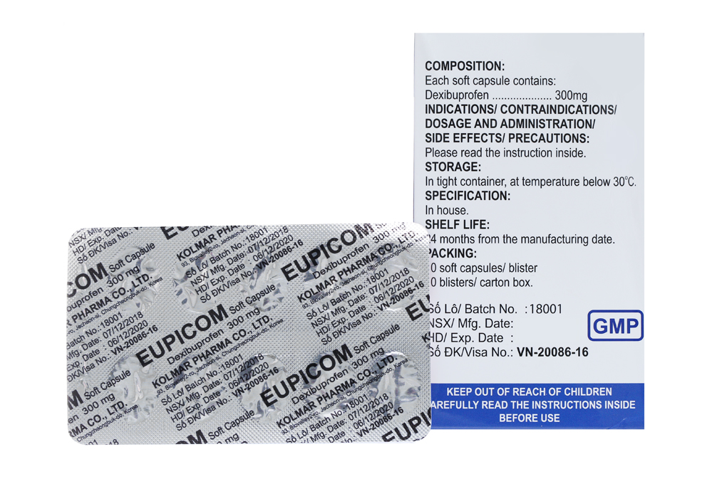 Eupicom 300mg giảm đau, kháng viêm xương khớp