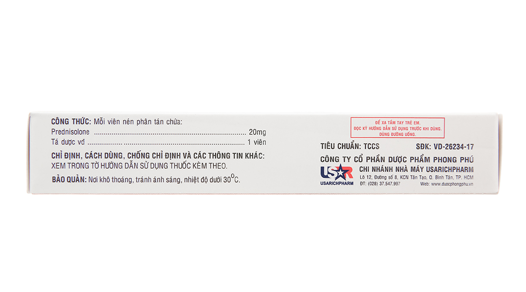 UsaSolu-Predni 20mg hỗ trợ kháng viêm, ức chế miễn dịch
