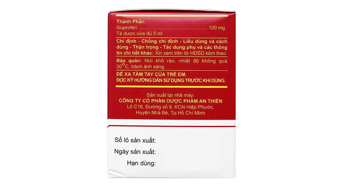 Hỗn dịch uống A.T Ibuprofen Syrup giảm đau, kháng viêm