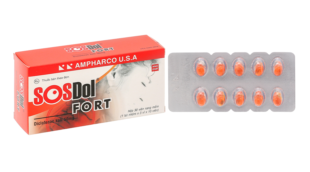 SOSDol Fort 50mg giảm đau, kháng viêm xương khớp, gout cấp