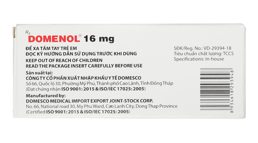 Domenol 16mg thuốc kháng viêm