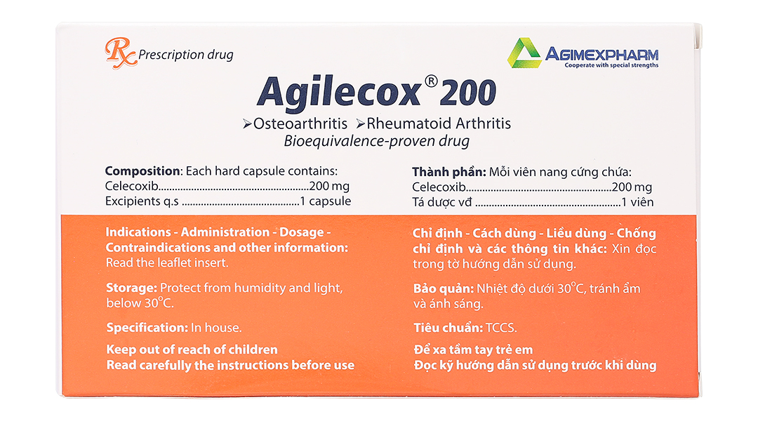 Agilecox 200 điều trị thoái hoá khớp, viêm khớp dạng thấp