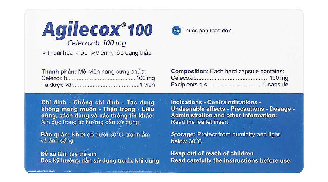 Agilecox 100 giảm đau và giảm viêm xương khớp, thoái hoá khớp