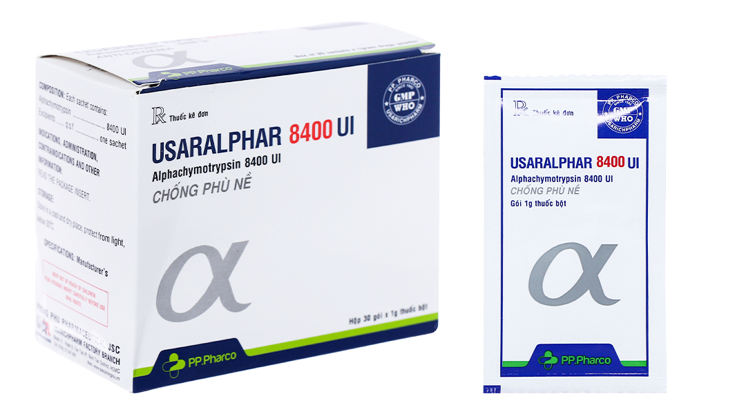 Thuốc bột Usaralphar 8400IU trị phù nề sau chấn thương