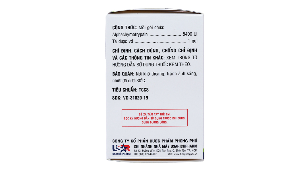 Thuốc bột Usaralphar 8400IU trị phù nề sau chấn thương